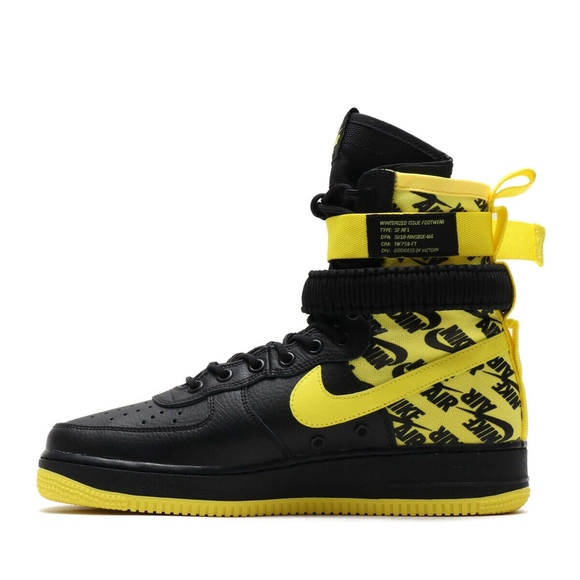 black and yellow high top air force ones